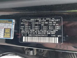 2017 Hyundai Tucson SE Plus with VIN KM8J33A49HU584557, listed as a IAAI auction lot 41853951 with 105,602 mi miles. Bid and sale history available at carsss.com. Image 9.