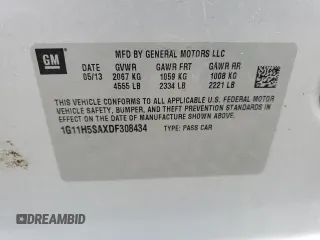 2013 Chevrolet Malibu LTZ with VIN 1G11H5SAXDF308434, listed as a Copart auction lot 50206285 with Not Provided miles and Non Repairable. Bid and sale history available at DreamBid. Image 13.