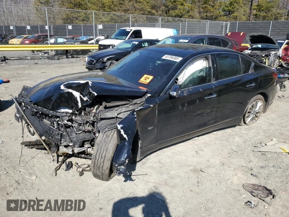 2019 Infiniti Q50 Luxe with VIN JN1EV7AR6KM553747, listed as a Copart auction lot 45784085 with Not Provided miles and Salvage Title. Bid and sale history available at carsss.com. Image 1.