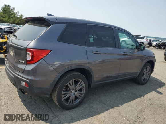 2019 Honda Passport EX-L with VIN 5FNYF8H51KB005843, listed as a Copart auction lot 59501565 with 47,051 mi miles and Salvage title. Bid and sale history available at DreamBid. Image 3.