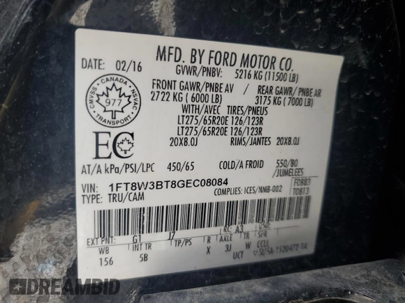 2016 Ford F-350 Platinum z VIN 1FT8W3BT8GEC08084, wystawiony jako Copart lot #61419395 z przebiegiem 128 329 mil mil oraz Czysty tytuł • Clean title. Historia ofert i sprzedaży dostępna na DreamBid. Obrazek 12.