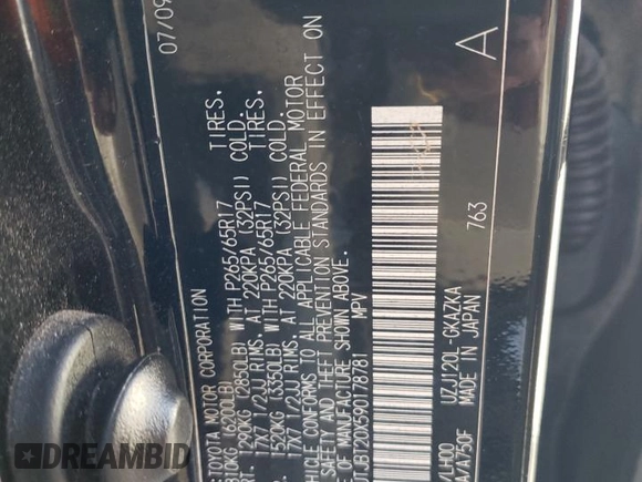 2009 Lexus GX 470 с VIN JTJBT20X590178781, выставлен на аукционе Copart как лот 74778823 с пробегом 88 824 миль миль и Чистый • Clean title. История ставок и продаж доступна на DreamBid. Изображение 13.