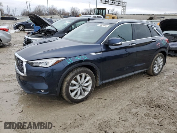 2019 Infiniti QX50 LUXE with VIN 3PCAJ5M30KF116984, listed as a Copart auction lot 44524413 with 52,745 mi miles. Bid and sale history available at carsss.com. Image 1.
