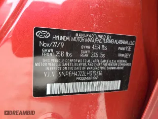 2020 Hyundai Sonata Limited with VIN 5NPEH4J22LH010316, listed as a Copart auction lot 48712095 with 30,767 mi miles and Salvage Title. Bid and sale history available at carsss.com. Image 14.