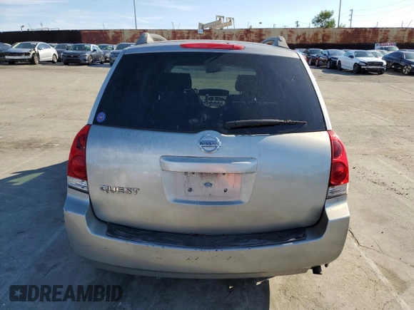2006 Nissan Quest S Special Edition with VIN 5N1BV28U86N109116, listed as a Copart auction lot 87020784 with 0 mi miles and Salvage Title. Bid and sale history available at carsss.com. Image 6.
