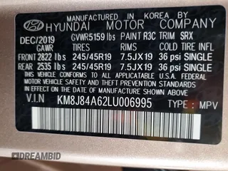 2020 Hyundai NEXO Limited z VIN KM8J84A62LU006995, wystawiony jako Copart lot #50010635 z przebiegiem 35 240 mil mil oraz Czysty tytuł • Clean title. Historia ofert i sprzedaży dostępna na DreamBid. Obrazek 12.