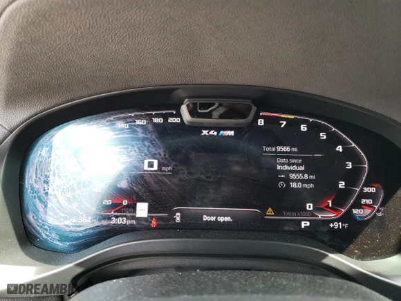 2022 BMW X4 M with VIN 5YM23EC02N9M62773, listed as a Copart auction lot 53100254 with 9566 miles and Salvage Title. Bid and sale history available at carsss.com. Image 9.