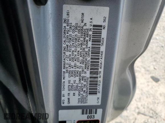 2008 Toyota Tacoma with VIN 5TETX22N18Z510592, listed as a Copart auction lot 60357055 with 212,035 mi miles and Clean title. Bid and sale history available at DreamBid. Image 12.