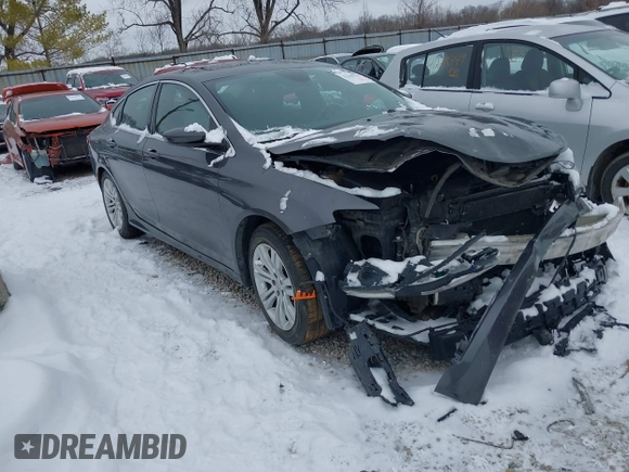 2015 Chrysler 200 Limited with VIN 1C3CCCAG5FN605570, listed as a IAAI auction lot 41246742 with 142,574 mi miles. Bid and sale history available at carsss.com. Image 1.