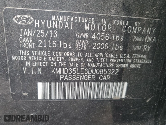 2013 Hyundai Elantra GT with VIN KMHD35LE6DU085322, listed as a Copart auction lot 78865964 with 170,707 mi miles and Clean Title. Bid and sale history available at carsss.com. Image 12.