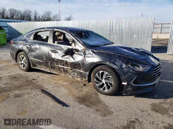 2022 Hyundai Sonata Hybrid Blue with VIN KMHL24JJ0NA037620, listed as a Copart auction lot 49691165 with 34,072 mi miles and Salvage Title. Bid and sale history available at carsss.com. Image 4.