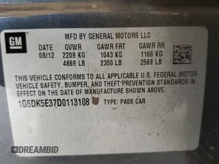 2013 Cadillac CTS Performance with VIN 1G6DK5E37D0113108, listed as a Copart auction lot 70246784 with 153,035 mi miles and Salvage Title. Bid and sale history available at DreamBid. Image 12.