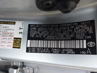 2012 Toyota Prius Two with VIN JTDZN3EU4C3066530, listed as a IAAI auction lot 41761422 with 232,983 mi miles and . Bid and sale history available at DreamBid. Image 9.