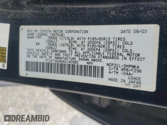 2004 Scion xB with VIN JTLKT324640140985, listed as a Copart auction lot 54249605 with 164,441 mi miles and Salvage Title. Bid and sale history available at carsss.com. Image 12.