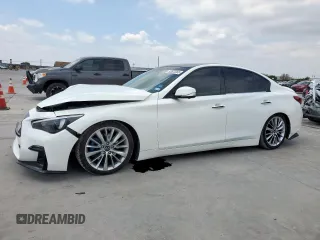 2021 Infiniti Q50 Luxe z VIN JN1EV7BP0MM707126, wystawiony jako Copart lot #53623065 z przebiegiem 78 740 mil mil oraz Szkoda całkowita • Salvage title. Historia ofert i sprzedaży dostępna na DreamBid. Obrazek 1.