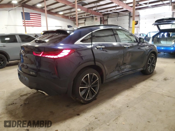 2024 Infiniti QX55 Essential with VIN 3PCAJ5KR9RF108982, listed as a Copart auction lot 47982205 with 8,285 mi miles and Salvage Title. Bid and sale history available at DreamBid. Image 3.