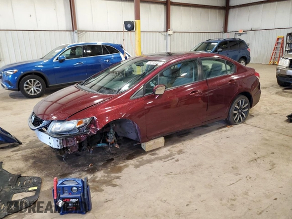 2015 Honda Civic EX-L with VIN 2HGFB2F93FH501458, listed as a Copart auction lot 52144305 with Not Provided miles and Salvage Title. Bid and sale history available at carsss.com. Image 1.