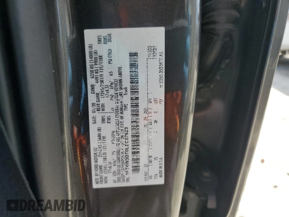 2020 Ford F-350 XL with VIN 1FT8W3DT0LEC67623, listed as a Copart auction lot 54717045 with 101,907 mi miles and Salvage title. Bid and sale history available at DreamBid. Image 12.