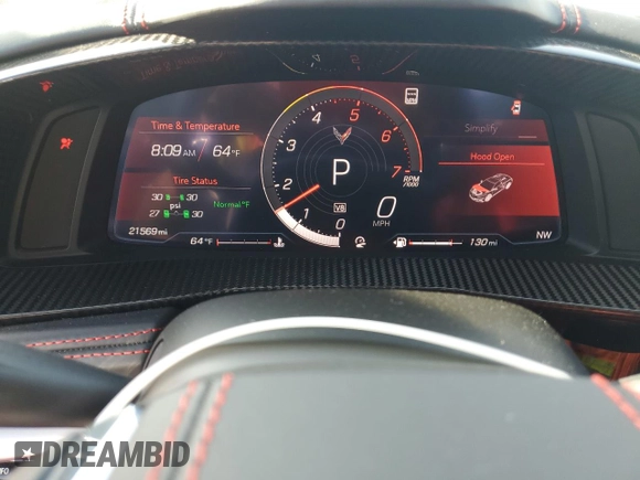 2022 Chevrolet Corvette 3LT z VIN 1G1YC2D46N5117832, wystawiony jako Copart lot #55146784 z przebiegiem 21 569 mil mil oraz Szkody całkowita. Historia ofert i sprzedaży dostępna na DreamBid. Obrazek 9.