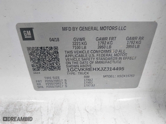 2018 Chevrolet Silverado 1500 LT with VIN 1GCVKREHXJZ314495, listed as a IAAI auction lot 40043813 with 158,597 mi miles. Bid and sale history available at carsss.com. Image 9.