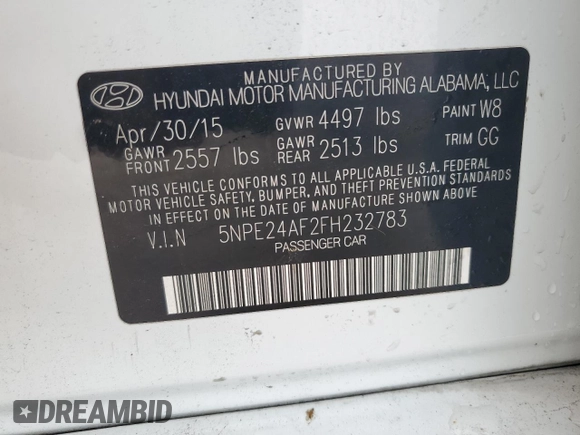 2015 Hyundai Sonata SE z VIN 5NPE24AF2FH232783, wystawiony jako Copart lot #59675925 z przebiegiem 100 748 mil mil oraz Czysty tytuł • Clean title. Historia ofert i sprzedaży dostępna na DreamBid. Obrazek 12.