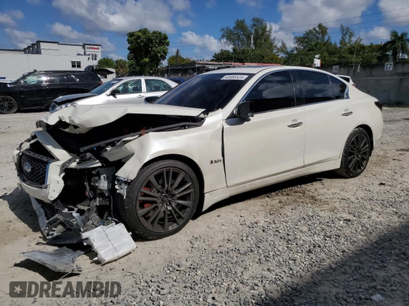 2020 Infiniti Q50 Red Sport 400 with VIN JN1FV7AR3LM660292, listed as a Copart auction lot 43868325 with 63,636 mi miles and Non Repairable. Bid and sale history available at carsss.com. Image 1.