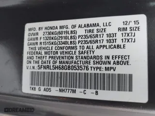 2016 Honda Odyssey EX-L with VIN 5FNRL5H68GB053576, listed as a IAAI auction lot 41543178 with 160,802 mi miles. Bid and sale history available at carsss.com. Image 9.
