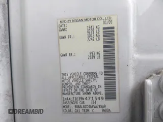 2009 Nissan Altima S z VIN 1N4AL21E39N471549, wystawiony jako IAAI lot #42203365 z przebiegiem 197 775 mil mil oraz . Historia ofert i sprzedaży dostępna na DreamBid. Obrazek 9.