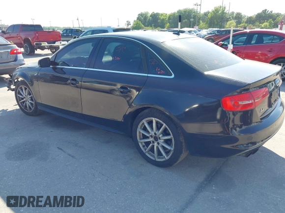 2014 Audi A4 Premium Plus with VIN WAUFFAFL2EN021987, listed as a IAAI auction lot 41888383 with 137,170 mi miles. Bid and sale history available at carsss.com. Image 3.