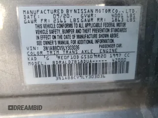 2020 Nissan Sentra SV with VIN 3N1AB8CV9LY303036, listed as a Copart auction lot 46229804 with 103,755 mi miles and Salvage Title. Bid and sale history available at carsss.com. Image 12.