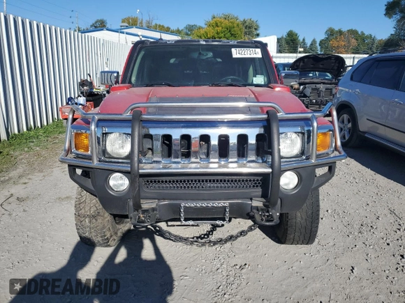 2007 Hummer H3 SUV with VIN 5GTDN13E478180801, listed as a Copart auction lot 74227314 with 0 mi miles and Clean Title. Bid and sale history available at carsss.com. Image 5.