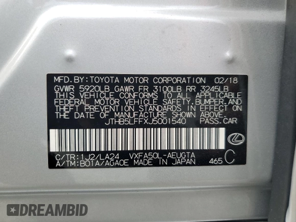 2018 Lexus LS 500 z VIN JTHB5LFFXJ5001540, wystawiony jako Copart lot #82084134 z przebiegiem 58 974 mil mil oraz Szkoda całkowita • Salvage title. Historia ofert i sprzedaży dostępna na DreamBid. Obrazek 13.