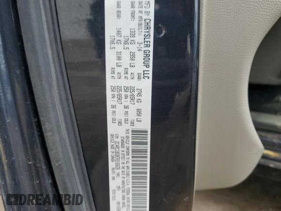 2014 Chrysler Town & Country Touring z VIN 2C4RC1BG8ER316628, wystawiony jako Copart lot #58414065 z przebiegiem 180 084 mil mil oraz Szkoda całkowita • Salvage title. Historia ofert i sprzedaży dostępna na DreamBid. Obrazek 13.