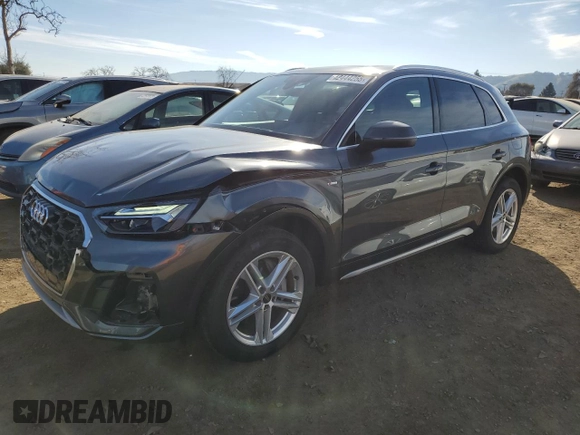 2021 Audi Q5 Premium Plus with VIN WA1E2AFY7M2100121, listed as a Copart auction lot 42444255 with 24,855 mi miles and Salvage Title. Bid and sale history available at carsss.com. Image 1.