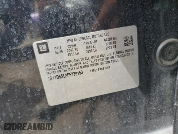 2015 Chevrolet Malibu LT with VIN 1G11D5SL8FF329153, listed as a Copart auction lot 53168785 with 244,949 mi miles and Clean Title. Bid and sale history available at DreamBid. Image 12.