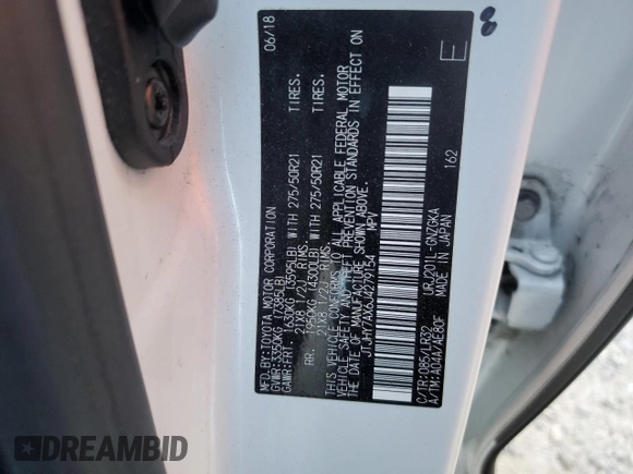 2018 Lexus LX 570 z VIN JTJHY7AX6J4279154, wystawiony jako Copart lot #87444804 z przebiegiem 96 716 mil mil oraz Nie do naprawy • Non repairable. Historia ofert i sprzedaży dostępna na DreamBid. Obrazek 16.