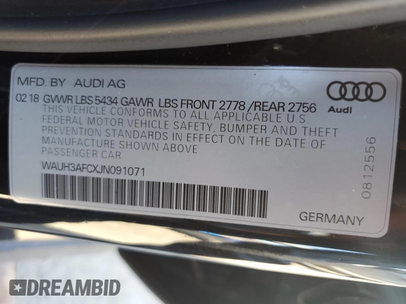 2018 Audi A6 Prestige с VIN WAUH3AFCXJN091071, выставлен на аукционе Copart как лот 46414525 с пробегом 67 694 миль миль и Списание • Salvage title. История ставок и продаж доступна на DreamBid. Изображение 12.