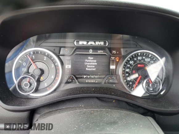 2022 Ram 2500 Big Horn with VIN 3C6UR5DL7NG394759, listed as a Copart auction lot 76831984 with 72,283 mi miles and Salvage Title. Bid and sale history available at carsss.com. Image 9.