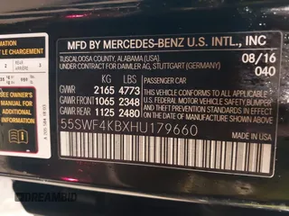 2017 Mercedes-Benz C 300 with VIN 55SWF4KBXHU179660, listed as a IAAI auction lot 41054039 with 78,032 mi miles and . Bid and sale history available at carsss.com. Image 9.