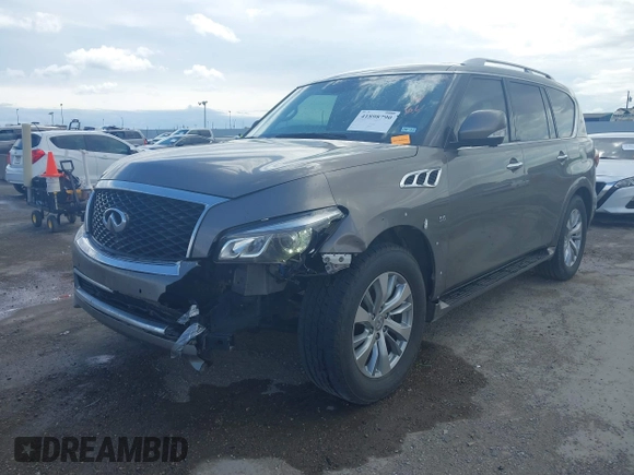 2017 Infiniti QX80 with VIN JN8AZ2NF8H9644800, listed as a IAAI auction lot 41898790 with 129,262 mi miles. Bid and sale history available at carsss.com. Image 6.