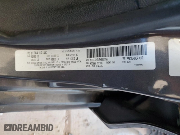 2015 Chrysler 200 Limited with VIN 1C3CCCAB1FN689794, listed as a Copart auction lot 52044585 with 104,410 mi miles and Salvage Title. Bid and sale history available at carsss.com. Image 12.