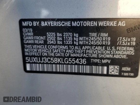 2019 BMW X4 xDrive30i z VIN 5UXUJ3C58KLG55436, wystawiony jako Copart lot #47272485 z przebiegiem 123 473 mil mil oraz Szkoda całkowita • Salvage title. Historia ofert i sprzedaży dostępna na DreamBid. Obrazek 13.