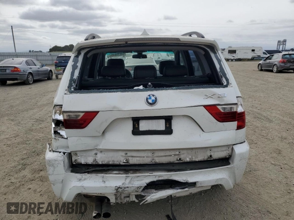 2007 BMW X3 3.0si with VIN WBXPC93467WF26770, listed as a Copart auction lot 54630845 with 159,760 mi miles and Salvage Title. Bid and sale history available at DreamBid. Image 6.