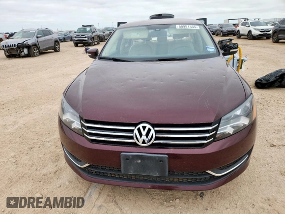 2013 Volkswagen Passat S with VIN 1VWAP7A39DC137750, listed as a Copart auction lot 60981355 with 105,954 mi miles and Clean title. Bid and sale history available at DreamBid. Image 5.