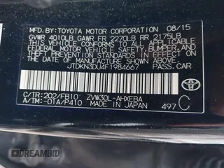 2015 Toyota Prius Four with VIN JTDKN3DU4F1984667, listed as a IAAI auction lot 41892557 with 192,908 mi miles. Bid and sale history available at carsss.com. Image 9.
