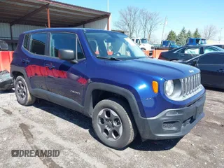 2016 Jeep Renegade Sport with VIN ZACCJBAT9GPD10344, listed as a IAAI auction lot 41899080 with 103,144 mi miles. Bid and sale history available at carsss.com. Image 1.