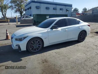 2018 Infiniti Q50 Red Sport 400 with VIN JN1FV7AP3JM461528, listed as a Copart auction lot 54928565 with 91,501 mi miles and Clean Title. Bid and sale history available at carsss.com. Image 1.