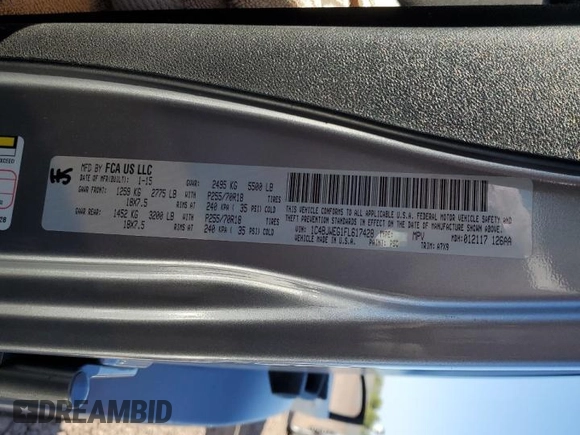 2015 Jeep Wrangler Unlimited Sahara z VIN 1C4BJWEG1FL617428, wystawiony jako Copart lot #55850005 z przebiegiem Nie podano mil oraz Szkoda całkowita • Salvage title. Historia ofert i sprzedaży dostępna na DreamBid. Obrazek 12.