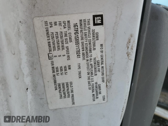 2005 GMC Savana Cargo Van with VIN 1GTFG15X651178241, listed as a Copart auction lot 69802404 with 244,854 mi miles and Salvage Title. Bid and sale history available at carsss.com. Image 13.