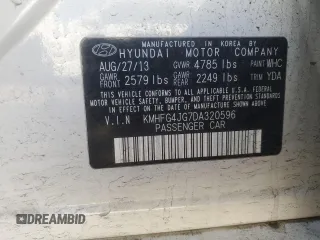 2013 Hyundai Azera with VIN KMHFG4JG7DA320596, listed as a Copart auction lot 82573004 with 137,699 mi miles and Salvage Title. Bid and sale history available at carsss.com. Image 15.